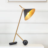 Metal White/Black Nightstand Light Funnel 1 Light Vintage Night Table Lamp with Marble Ball for Bedroom Clearhalo 'Lamps' 'Table Lamps' Lighting' 1474070