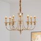 Candelabra Living Room Chandelier Light Fixture Colonialist Metal 10 Lights Gold Drop Pendant with Curvy Arm Clearhalo 'Ceiling Lights' 'Chandeliers' Lighting' options 1474147