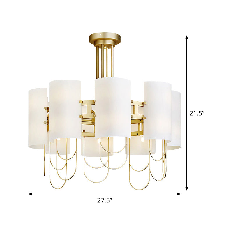 16-Light Drum Shaped Chandelier Traditional White-Gold Marble Ceiling Suspension Lamp for Living Room Clearhalo 'Ceiling Lights' 'Chandeliers' Lighting' options 1474175