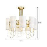 16-Light Drum Shaped Chandelier Traditional White-Gold Marble Ceiling Suspension Lamp for Living Room Clearhalo 'Ceiling Lights' 'Chandeliers' Lighting' options 1474175