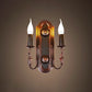 Metal Brown Sconce Wall Light Candlestick 2 Heads Rustic Wall Mounted Lamp for Restaurant Clearhalo 'Wall Lamps & Sconces' 'Wall Lights' Lighting' 1474179