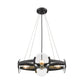4/6 Lights Circular Pendant Chandelier Farmhouse Black Metallic Ceiling Light with Clear Glass Shade Clearhalo 'Ceiling Lights' 'Chandeliers' Lighting' options 1474188