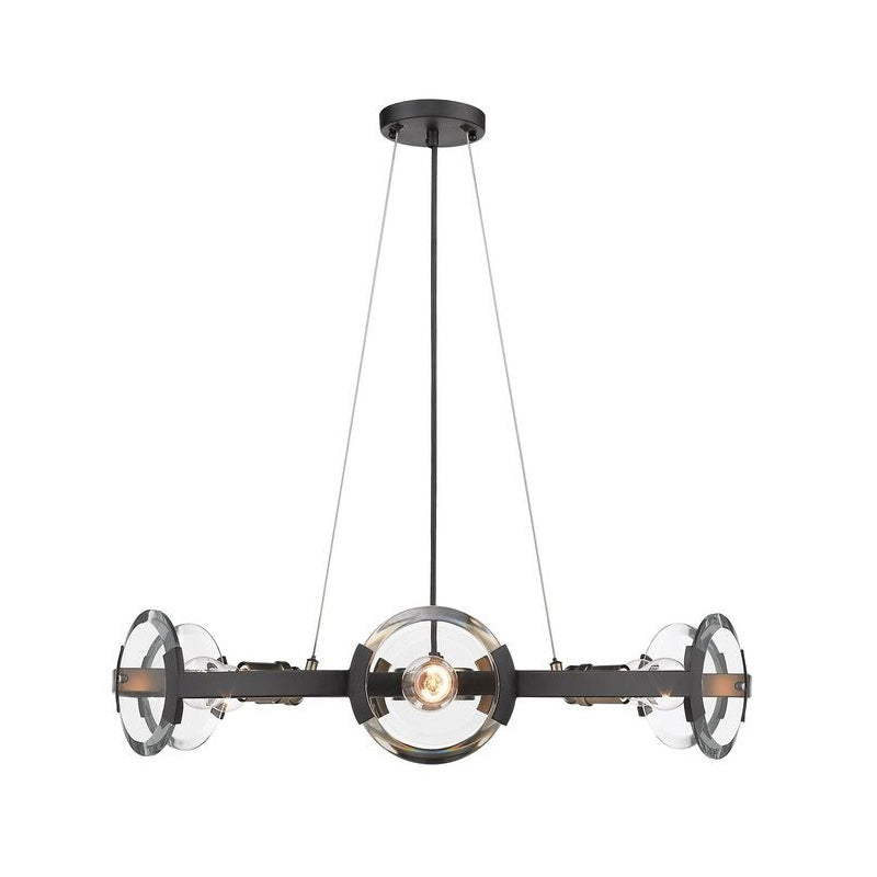 4/6 Lights Circular Pendant Chandelier Farmhouse Black Metallic Ceiling Light with Clear Glass Shade 6 Black Clearhalo 'Ceiling Lights' 'Chandeliers' Lighting' options 1474193_991d4461-16dd-4446-b9c8-7ad471e16be8