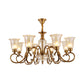 Bell Living Room Chandelier Lamp Farmhouse Clear Glass 3/6/8 Lights Brass Suspension Lighting with Metal Swooping Arm Clearhalo 'Ceiling Lights' 'Chandeliers' Lighting' options 1474222