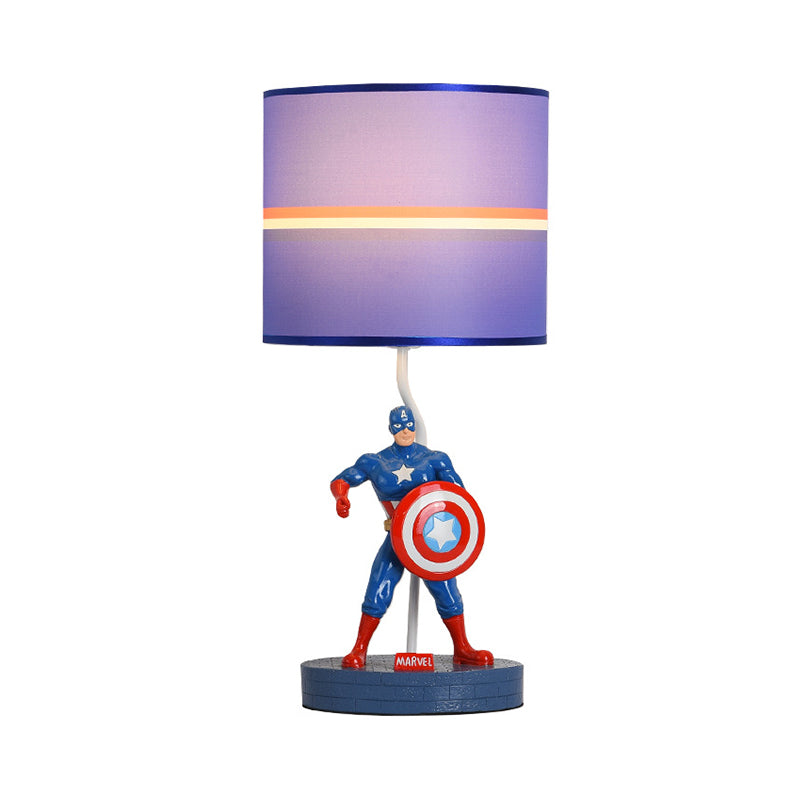 Kids Drum Fabric Night Light 1 Head Nightstand Lamp in Blue with Cartoon Character Decoration Clearhalo 'Lamps' 'Table Lamps' Lighting' 1474302