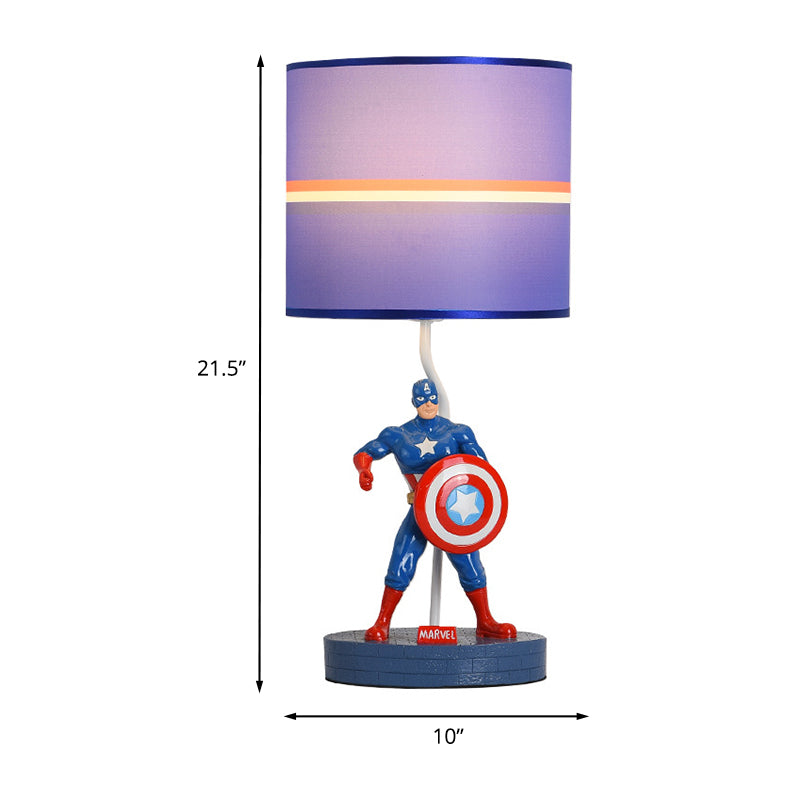 Kids Drum Fabric Night Light 1 Head Nightstand Lamp in Blue with Cartoon Character Decoration Clearhalo 'Lamps' 'Table Lamps' Lighting' 1474303