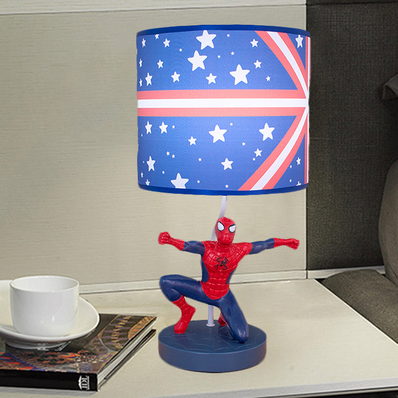 Fabric Drum Nightstand Lamp Kids 1 Bulb Night Table Lighting in Blue with Star Pattern for Nursery Clearhalo 'Lamps' 'Table Lamps' Lighting' 1474309