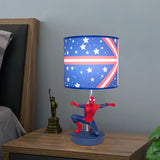 Fabric Drum Nightstand Lamp Kids 1 Bulb Night Table Lighting in Blue with Star Pattern for Nursery Blue A Clearhalo 'Lamps' 'Table Lamps' Lighting' 1474311