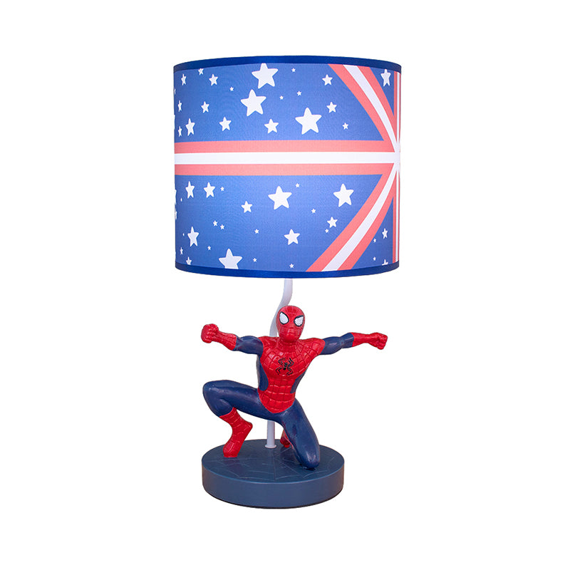 Fabric Drum Nightstand Lamp Kids 1 Bulb Night Table Lighting in Blue with Star Pattern for Nursery Clearhalo 'Lamps' 'Table Lamps' Lighting' 1474312