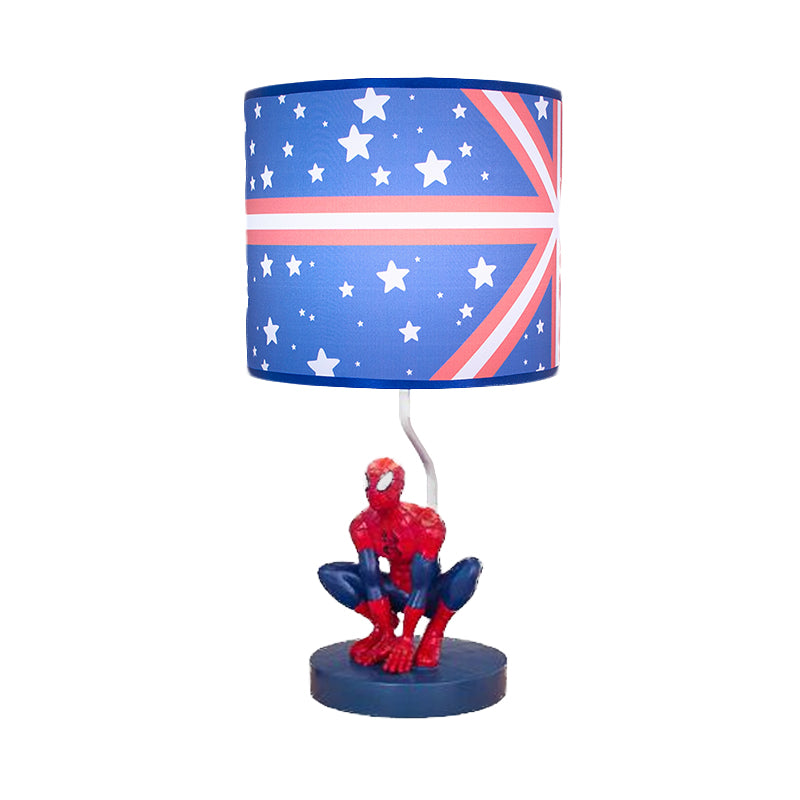 Fabric Drum Nightstand Lamp Kids 1 Bulb Night Table Lighting in Blue with Star Pattern for Nursery Clearhalo 'Lamps' 'Table Lamps' Lighting' 1474317