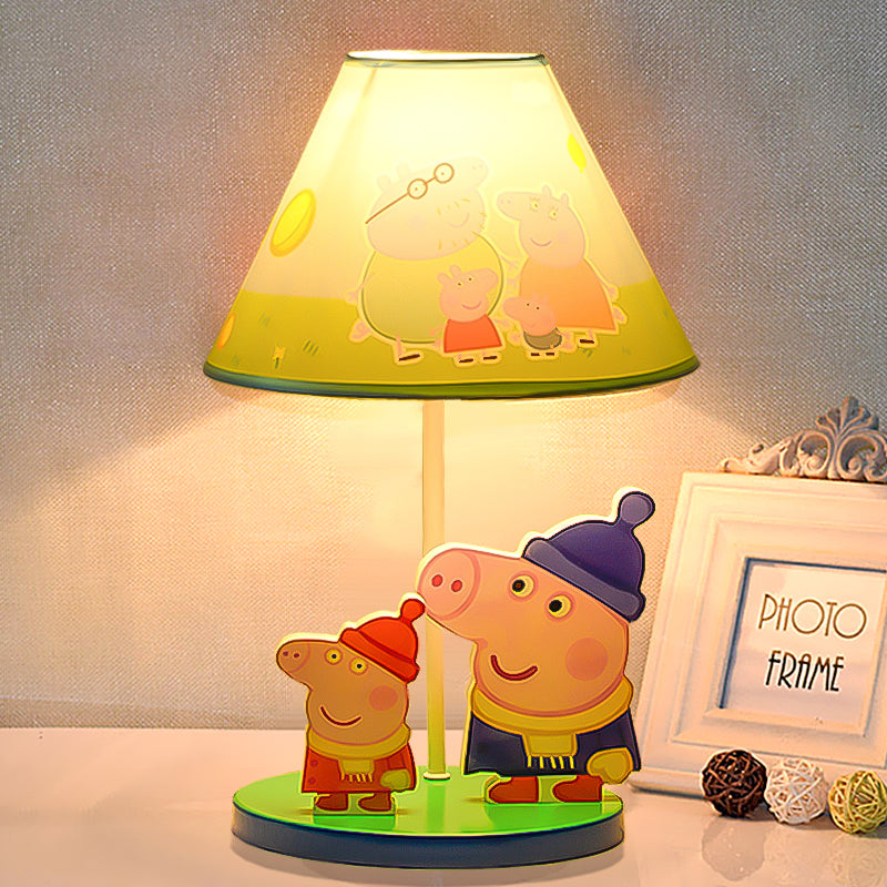 Blue Umbrella Desk Light Kids 1 Head Fabric Shade Night Table Lighting with Cartoon Pig Decor Clearhalo 'Lamps' 'Table Lamps' Lighting' 1474321