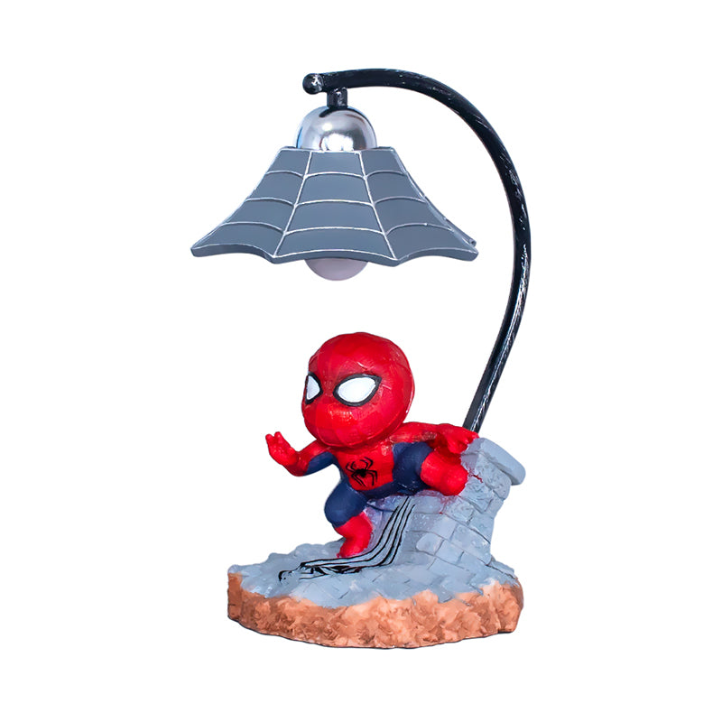 Flared Desk Light Kids Resin 1-Bulb Boys Bedroom Night Table Lamp in Blue with Curvy Arm Clearhalo 'Lamps' 'Table Lamps' Lighting' 1474362