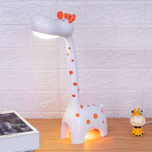 Plastic Giraffe Desk Lamp Kids 1-Head White/Yellow Nightstand Lighting for Children Bedroom White Clearhalo 'Lamps' 'Table Lamps' Lighting' 1474371