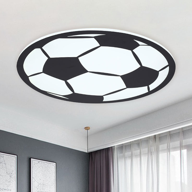 Black/White Football Flush Light Kids LED Acrylic Flush Mount Recessed Lighting for Boys Bedroom - Clearhalo - 'Ceiling Lights' - 'Close To Ceiling Lights' - 'Close to ceiling' - 'Flush mount' - Lighting' - 1474401