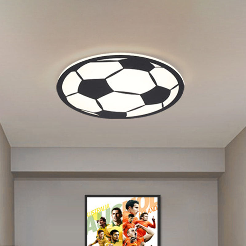 Black/White Football Flush Light Kids LED Acrylic Flush Mount Recessed Lighting for Boys Bedroom - Clearhalo - 'Ceiling Lights' - 'Close To Ceiling Lights' - 'Close to ceiling' - 'Flush mount' - Lighting' - 1474402