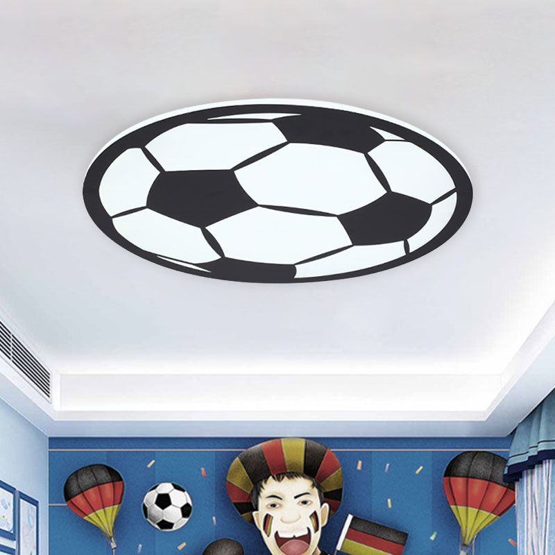 Black/White Football Flush Light Kids LED Acrylic Flush Mount Recessed Lighting for Boys Bedroom - Black - Clearhalo - 'Ceiling Lights' - 'Close To Ceiling Lights' - 'Close to ceiling' - 'Flush mount' - Lighting' - 1474403