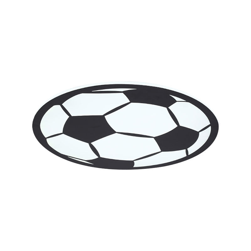 Black/White Football Flush Light Kids LED Acrylic Flush Mount Recessed Lighting for Boys Bedroom - Clearhalo - 'Ceiling Lights' - 'Close To Ceiling Lights' - 'Close to ceiling' - 'Flush mount' - Lighting' - 1474404