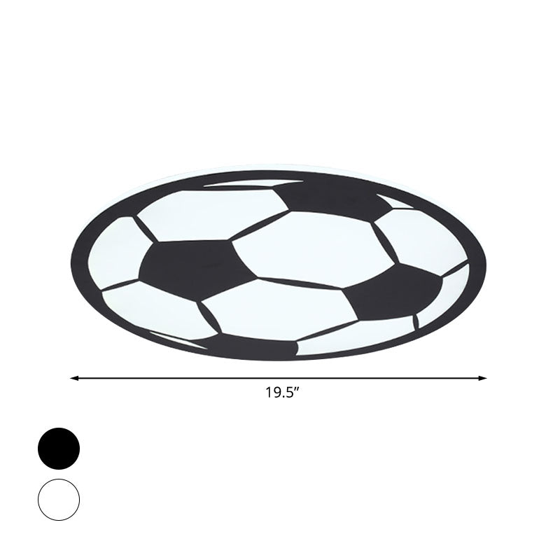 Black/White Football Flush Light Kids LED Acrylic Flush Mount Recessed Lighting for Boys Bedroom - Clearhalo - 'Ceiling Lights' - 'Close To Ceiling Lights' - 'Close to ceiling' - 'Flush mount' - Lighting' - 1474405
