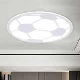 Black/White Football Flush Light Kids LED Acrylic Flush Mount Recessed Lighting for Boys Bedroom - Clearhalo - 'Ceiling Lights' - 'Close To Ceiling Lights' - 'Close to ceiling' - 'Flush mount' - Lighting' - 1474406
