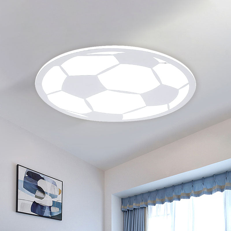 Black/White Football Flush Light Kids LED Acrylic Flush Mount Recessed Lighting for Boys Bedroom - White - Clearhalo - 'Ceiling Lights' - 'Close To Ceiling Lights' - 'Close to ceiling' - 'Flush mount' - Lighting' - 1474408