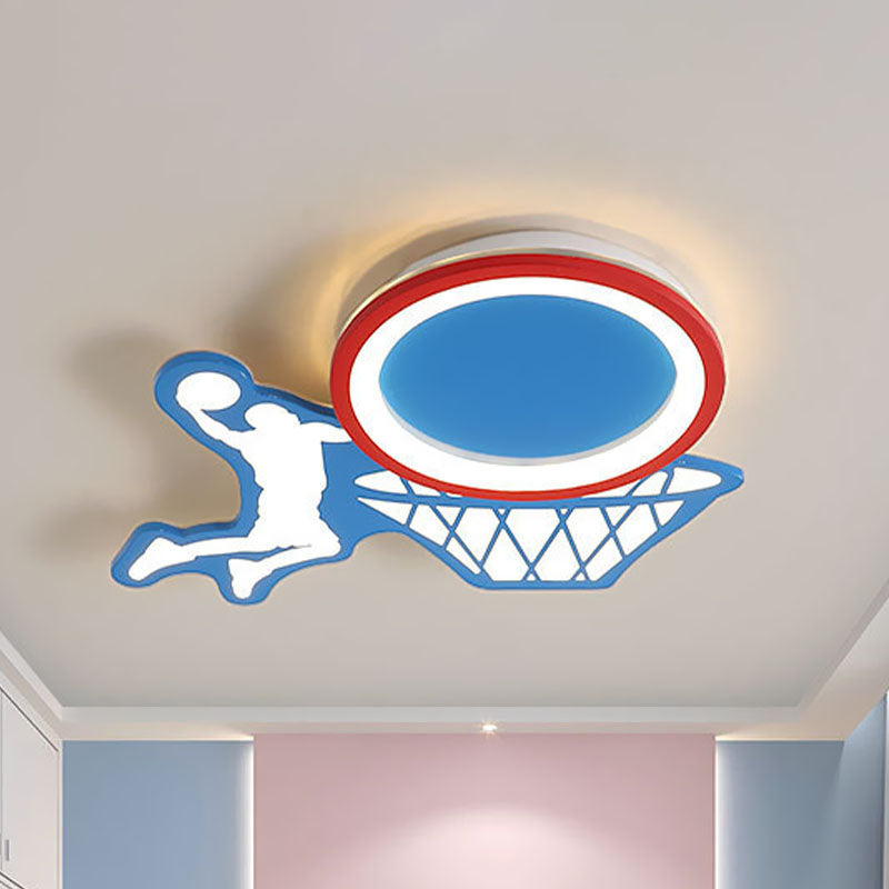LED Nursery Flushmount Ceiling Lamp Kids Blue Flush Light Fixture with Basketball Acrylic Shade, 18"/22.5" Long - Clearhalo - 'Ceiling Lights' - 'Close To Ceiling Lights' - 'Close to ceiling' - 'Flush mount' - Lighting' - 1474420