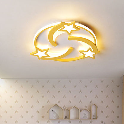 Kids Star Flusmount Lighting Acrylic 16"/19.5" Wide LED Bedroom Flush Mount Ceiling Light Fixture in Yellow Yellow Clearhalo 'Ceiling Lights' 'Close To Ceiling Lights' 'Close to ceiling' 'Flush mount' Lighting' 1474446