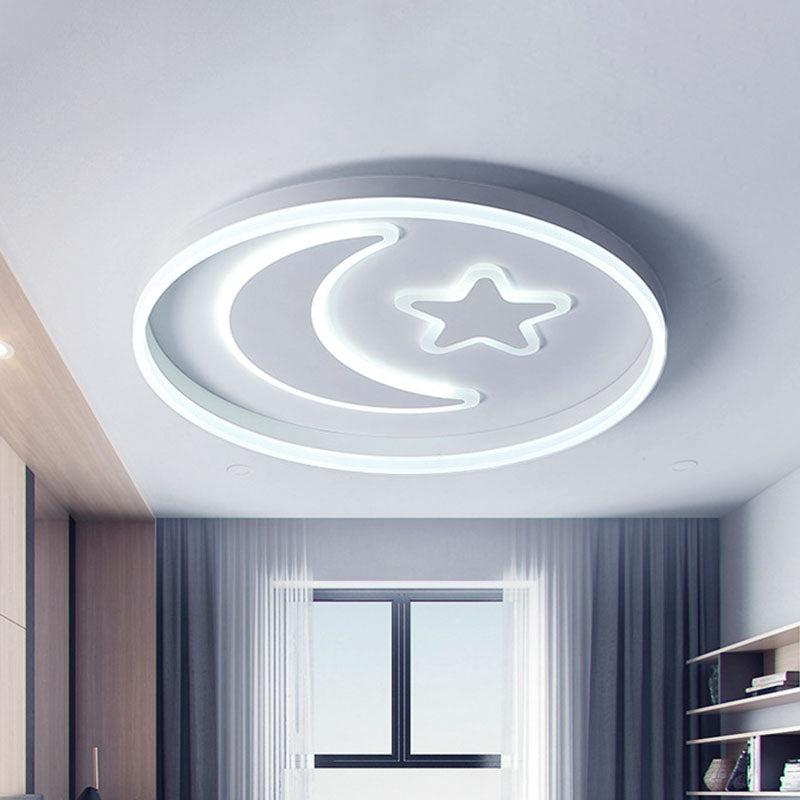 LED Bedroom Flush Mount Lighting Kids White/Pink/Blue Flush Light Fixture with Moon and Star Acrylic Shade - Clearhalo - 'Ceiling Lights' - 'Close To Ceiling Lights' - 'Close to ceiling' - 'Flush mount' - Lighting' - 1474450