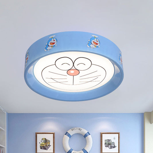 Blue Circle Flush Mount Fixture Kids 16.5"/20.5" W LED Metal Flushmount Ceiling Lamp with Cartoon Cat Pattern Clearhalo 'Ceiling Lights' 'Close To Ceiling Lights' 'Close to ceiling' 'Flush mount' Lighting' 1474479