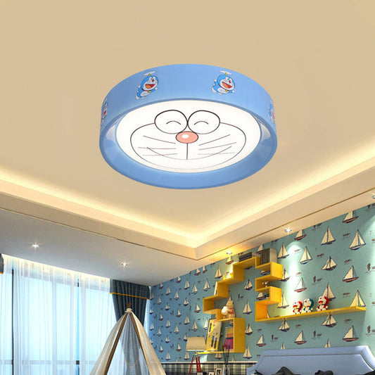 Blue Circle Flush Mount Fixture Kids 16.5"/20.5" W LED Metal Flushmount Ceiling Lamp with Cartoon Cat Pattern Clearhalo 'Ceiling Lights' 'Close To Ceiling Lights' 'Close to ceiling' 'Flush mount' Lighting' 1474480