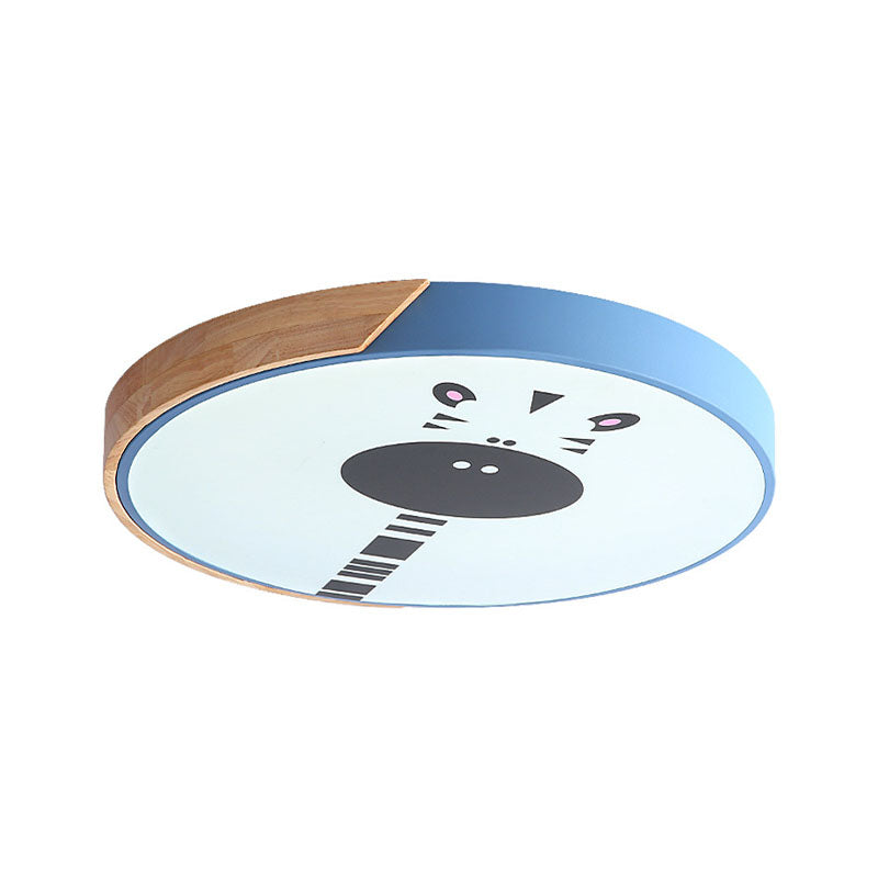 Macaroon Ring Acrylic Flush Mount LED Flushmount Lighting with Giraffe Pattern in Pink/Yellow/Blue, 12"/16" Width Clearhalo 'Ceiling Lights' 'Close To Ceiling Lights' 'Close to ceiling' 'Flush mount' Lighting' 1474494