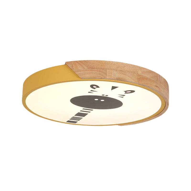 Macaroon Ring Acrylic Flush Mount LED Flushmount Lighting with Giraffe Pattern in Pink/Yellow/Blue, 12"/16" Width Clearhalo 'Ceiling Lights' 'Close To Ceiling Lights' 'Close to ceiling' 'Flush mount' Lighting' 1474498