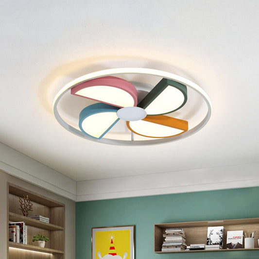 Acrylic Windmill Ceiling Light Macaroon LED White Flush Mount Recessed Lighting for Bedroom, 16.5"/20.5" Width White Clearhalo 'Ceiling Lights' 'Close To Ceiling Lights' 'Close to ceiling' 'Flush mount' Lighting' 1474507