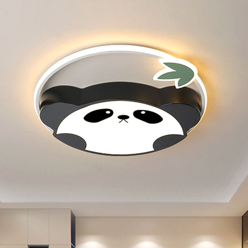 Metal Panda Ceiling Flush Mount Kids LED Black Flushmount Lighting in Warm/White Light for Bedroom, 16"/19.5" Wide Clearhalo 'Ceiling Lights' 'Close To Ceiling Lights' 'Close to ceiling' 'Flush mount' Lighting' 1474542