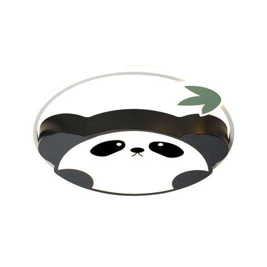Metal Panda Ceiling Flush Mount Kids LED Black Flushmount Lighting in Warm/White Light for Bedroom, 16"/19.5" Wide Clearhalo 'Ceiling Lights' 'Close To Ceiling Lights' 'Close to ceiling' 'Flush mount' Lighting' 1474545