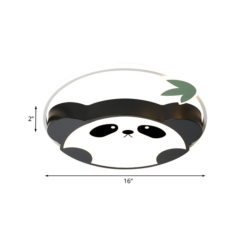Metal Panda Ceiling Flush Mount Kids LED Black Flushmount Lighting in Warm/White Light for Bedroom, 16"/19.5" Wide Clearhalo 'Ceiling Lights' 'Close To Ceiling Lights' 'Close to ceiling' 'Flush mount' Lighting' 1474546