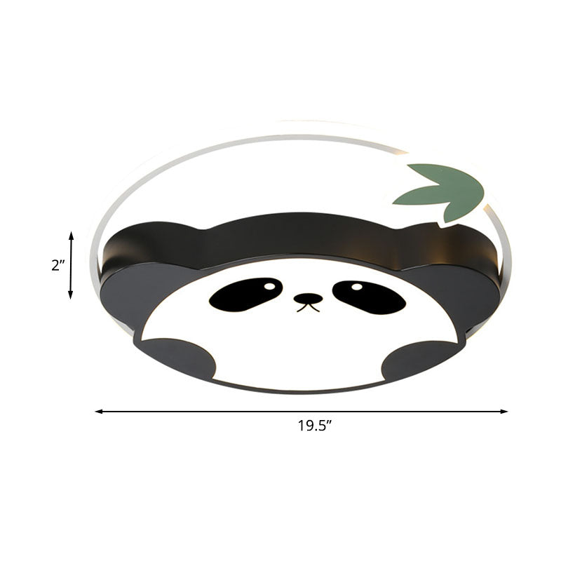 Metal Panda Ceiling Flush Mount Kids LED Black Flushmount Lighting in Warm/White Light for Bedroom, 16"/19.5" Wide Clearhalo 'Ceiling Lights' 'Close To Ceiling Lights' 'Close to ceiling' 'Flush mount' Lighting' 1474547
