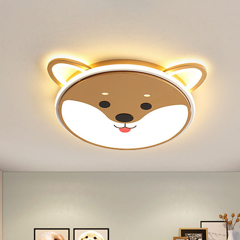 Black/Yellow Dog Flush Mount Kids LED Iron Close to Ceiling Lighting Fixture for Boys Bedroom, 16.5"/20.5" Wide Clearhalo 'Ceiling Lights' 'Close To Ceiling Lights' 'Close to ceiling' 'Flush mount' Lighting' 1474558