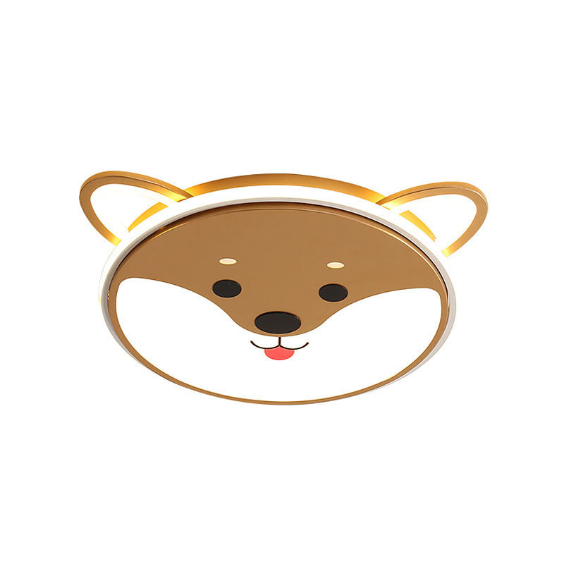 Black/Yellow Dog Flush Mount Kids LED Iron Close to Ceiling Lighting Fixture for Boys Bedroom, 16.5"/20.5" Wide Clearhalo 'Ceiling Lights' 'Close To Ceiling Lights' 'Close to ceiling' 'Flush mount' Lighting' 1474561