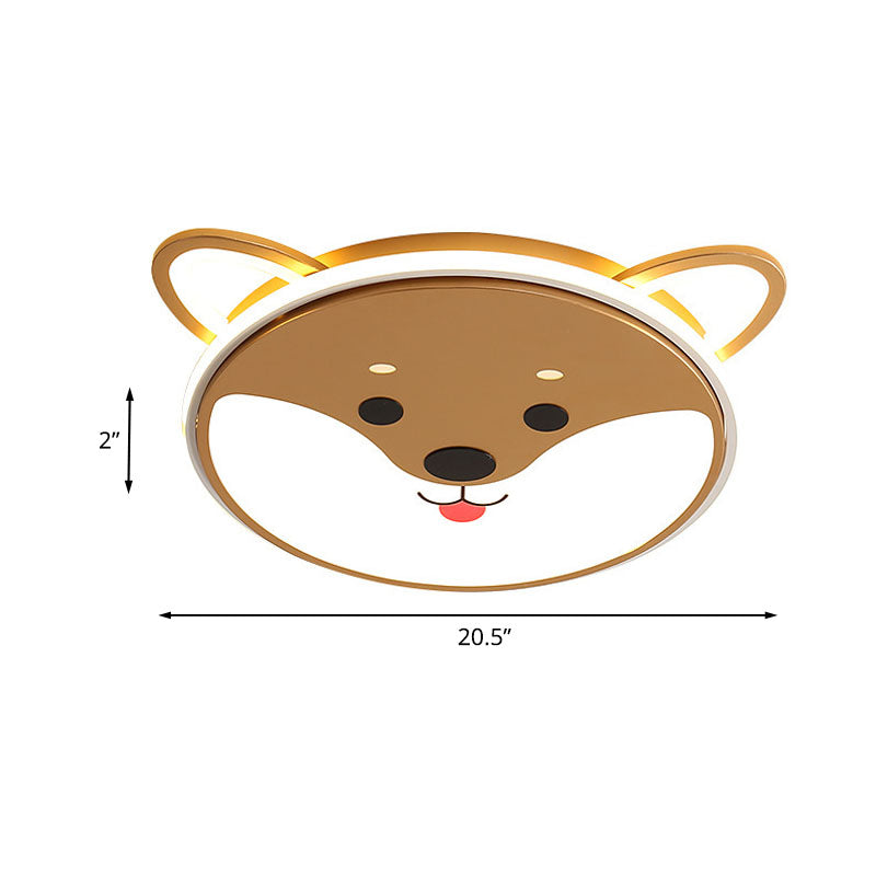 Black/Yellow Dog Flush Mount Kids LED Iron Close to Ceiling Lighting Fixture for Boys Bedroom, 16.5"/20.5" Wide Clearhalo 'Ceiling Lights' 'Close To Ceiling Lights' 'Close to ceiling' 'Flush mount' Lighting' 1474563