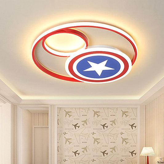 Simple Round Acrylic Flush Light 16"/19.5" Wide LED Close to Ceiling Lamp in Red and Blue with Star Pattern Clearhalo 'Ceiling Lights' 'Close To Ceiling Lights' 'Close to ceiling' 'Flush mount' Lighting' 1474582