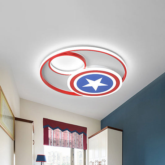 Simple Round Acrylic Flush Light 16"/19.5" Wide LED Close to Ceiling Lamp in Red and Blue with Star Pattern Clearhalo 'Ceiling Lights' 'Close To Ceiling Lights' 'Close to ceiling' 'Flush mount' Lighting' 1474583