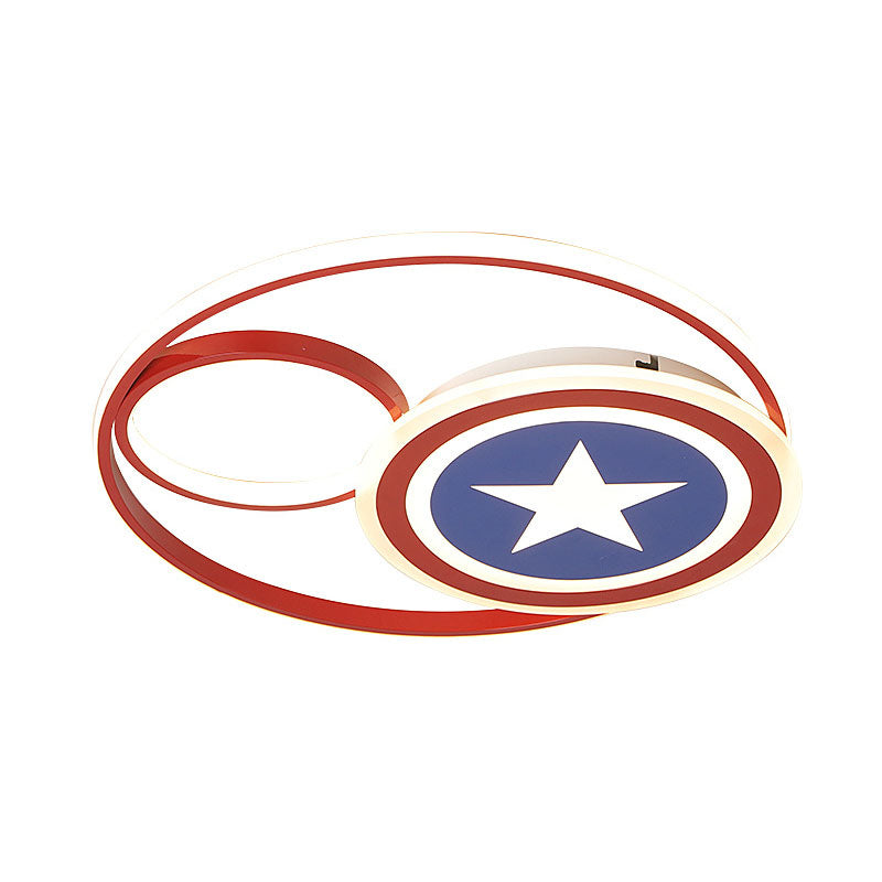 Simple Round Acrylic Flush Light 16"/19.5" Wide LED Close to Ceiling Lamp in Red and Blue with Star Pattern Clearhalo 'Ceiling Lights' 'Close To Ceiling Lights' 'Close to ceiling' 'Flush mount' Lighting' 1474585