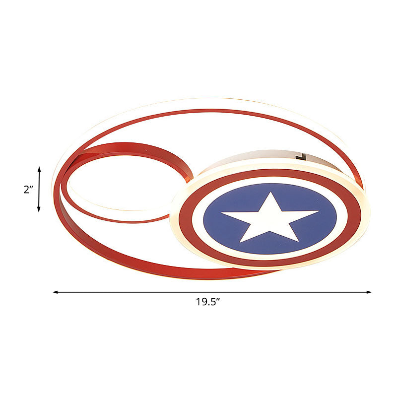 Simple Round Acrylic Flush Light 16"/19.5" Wide LED Close to Ceiling Lamp in Red and Blue with Star Pattern Clearhalo 'Ceiling Lights' 'Close To Ceiling Lights' 'Close to ceiling' 'Flush mount' Lighting' 1474587