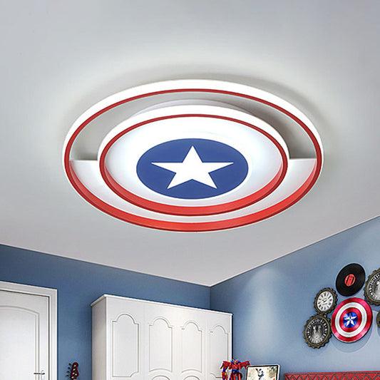 16"/19.5" W LED Boys Bedroom Flushmount Kids Red and Blue Ceiling Flush Mount Light with Circular Acrylic Shade Clearhalo 'Ceiling Lights' 'Close To Ceiling Lights' 'Close to ceiling' 'Flush mount' Lighting' 1474588