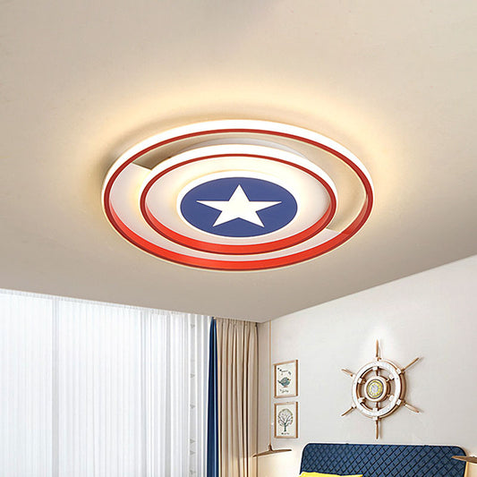 16"/19.5" W LED Boys Bedroom Flushmount Kids Red and Blue Ceiling Flush Mount Light with Circular Acrylic Shade Red-Blue Clearhalo 'Ceiling Lights' 'Close To Ceiling Lights' 'Close to ceiling' 'Flush mount' Lighting' 1474590