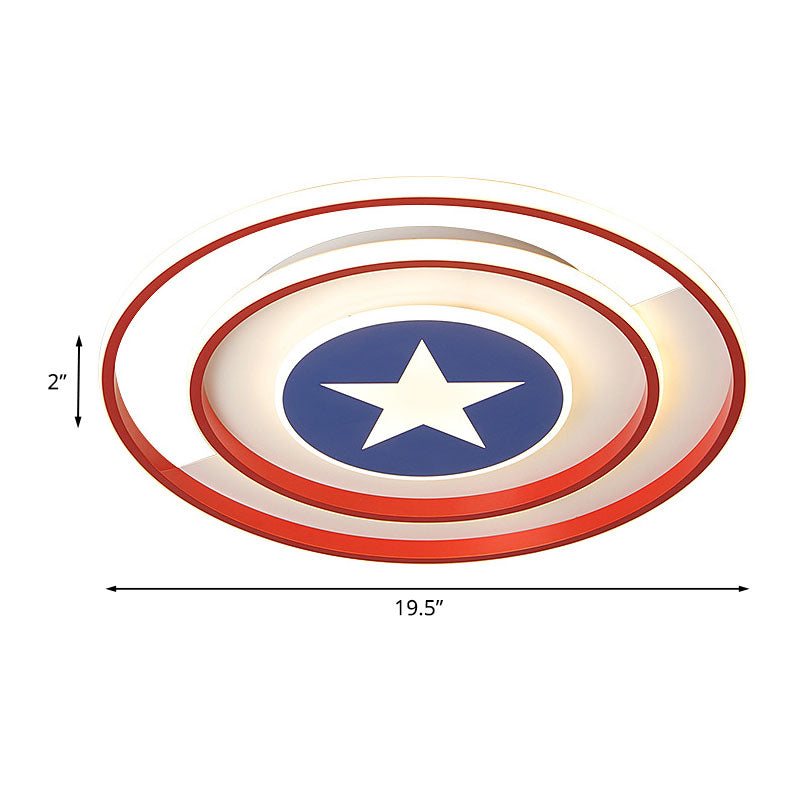 16"/19.5" W LED Boys Bedroom Flushmount Kids Red and Blue Ceiling Flush Mount Light with Circular Acrylic Shade Clearhalo 'Ceiling Lights' 'Close To Ceiling Lights' 'Close to ceiling' 'Flush mount' Lighting' 1474593