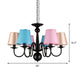 Cone Restaurant Ceiling Chandelier Traditional Fabric 6 Lights Black Finish Hanging Pendant Light with Metal Curved Arm Clearhalo 'Ceiling Lights' 'Chandeliers' Lighting' options 1474693