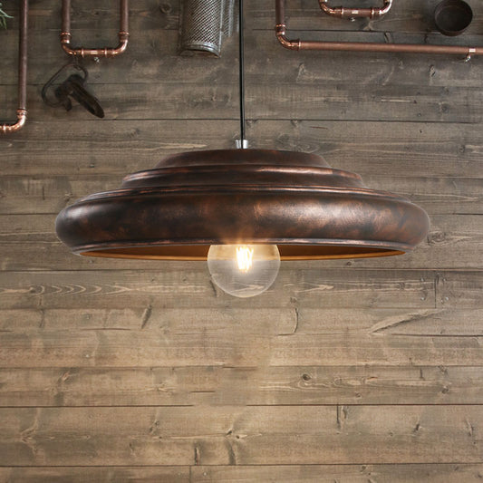 Factory Barn Suspension Pendant Light 1 Bulb Iron Ceiling Hang Fixture in Bronze for Dining Room Bronze Clearhalo 'Art Deco Pendants' 'Cast Iron' 'Ceiling Lights' 'Ceramic' 'Crystal' 'Industrial Pendants' 'Industrial' 'Metal' 'Middle Century Pendants' 'Pendant Lights' 'Pendants' 'Tiffany' Lighting' 1474851