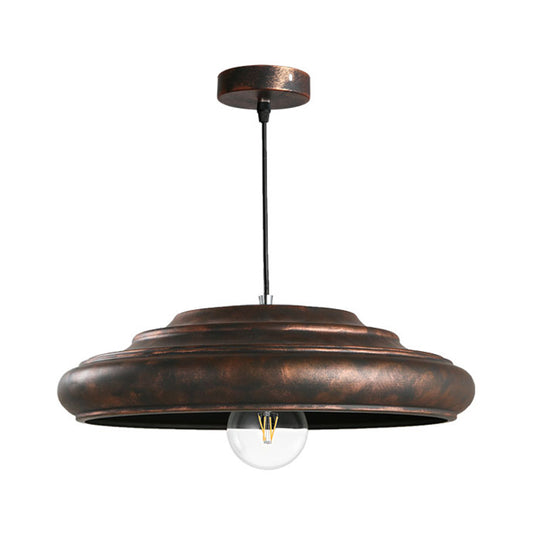 Factory Barn Suspension Pendant Light 1 Bulb Iron Ceiling Hang Fixture in Bronze for Dining Room Clearhalo 'Art Deco Pendants' 'Cast Iron' 'Ceiling Lights' 'Ceramic' 'Crystal' 'Industrial Pendants' 'Industrial' 'Metal' 'Middle Century Pendants' 'Pendant Lights' 'Pendants' 'Tiffany' Lighting' 1474854