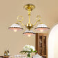 3/6 Heads Flared Chandelier Lamp Traditional Gold Ceramic Pendant Lighting Fixture with Swirl Arm Clearhalo 'Ceiling Lights' 'Chandeliers' Lighting' options 1474886